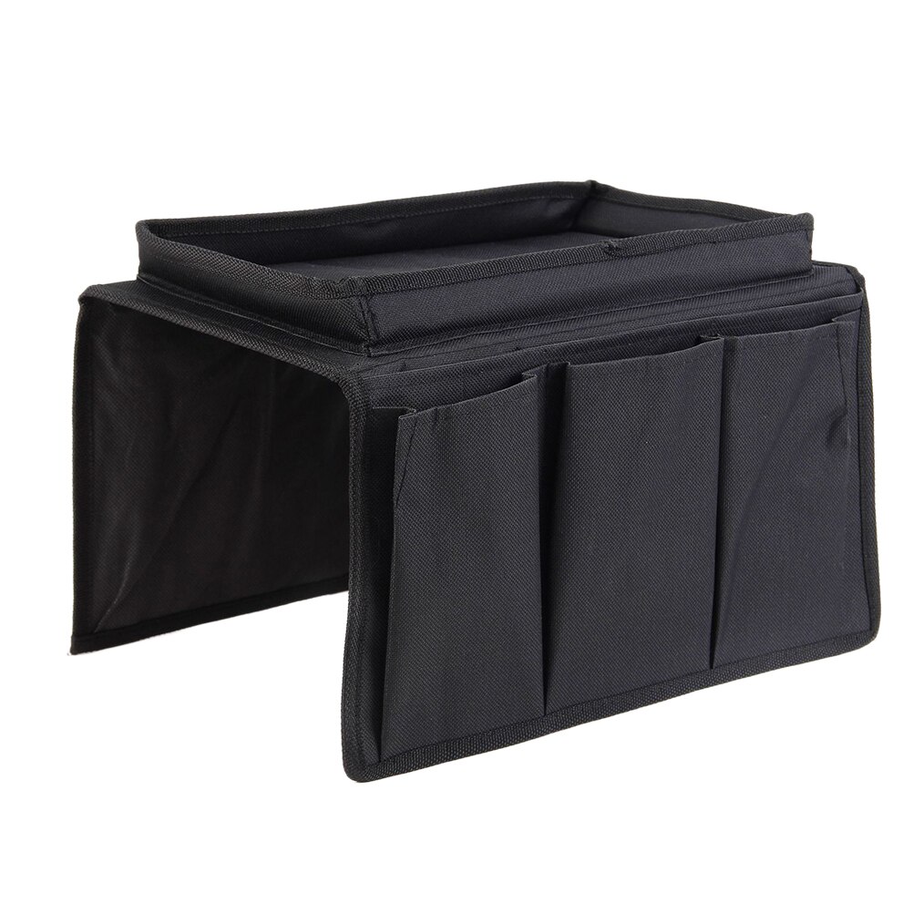 1pc Sofa Armlehne Organizer Mit 4 Taschen Und Tasse Halfter Tablett Couch Sessel Hängende Lagerung Tasche Für TV Fernbedienung Kontrolle praktisch: Schwarz