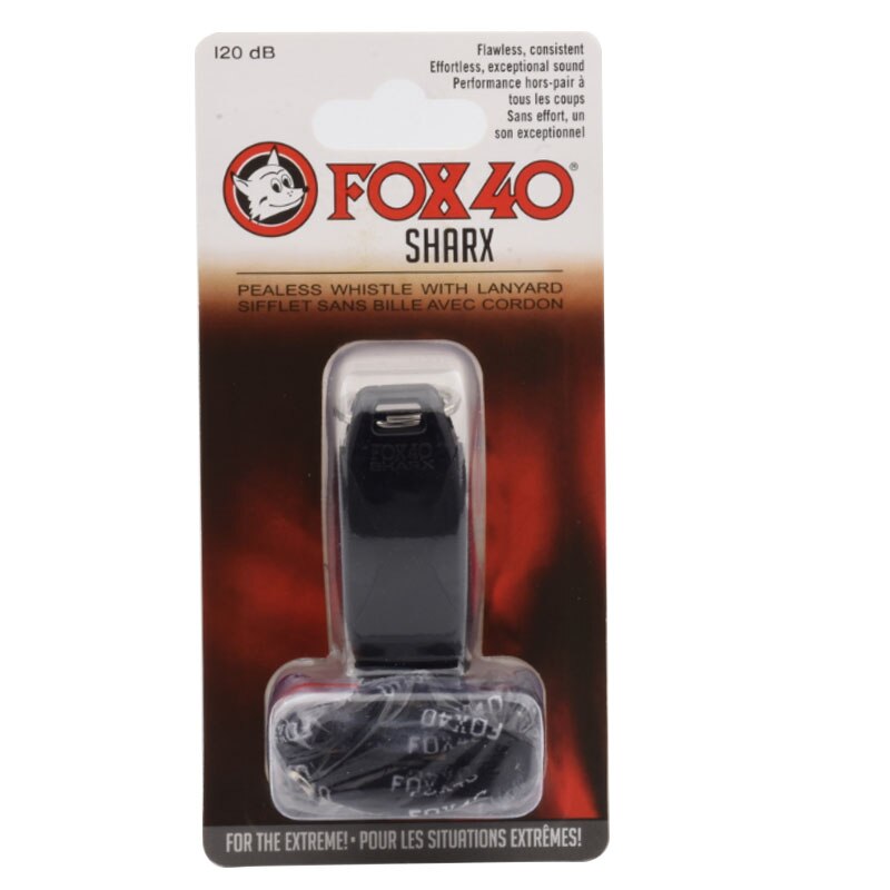 Colorato Fox 40 SHARX Fischietti Con La Cordicella In Nero Imballaggio Della Bolla: black