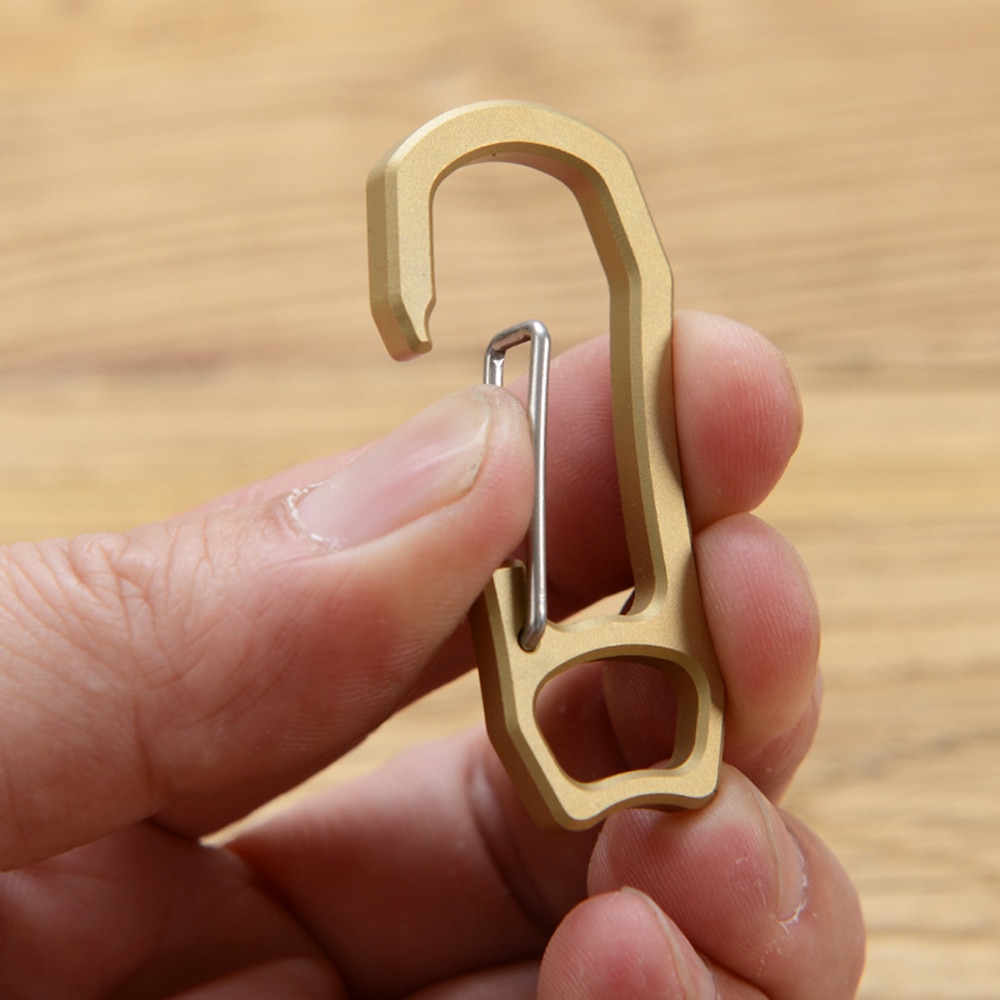 Solid Brass Carabiner Key Chain Ring Buckle Clip Snap Hook Handbag Clasp Multi Carry For Keychain Whistle Compass Camping Tool
