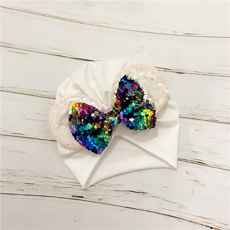 Forår sommer baby hue turban hat piger minnie mouse ører headwrap med pailletter hår sløjfer fotografering rekvisitter kasket  h262d: Jeg