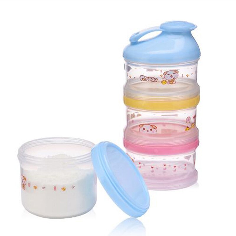 4 Layer Portable Baby Food Storage Box Essential Cereal Cartoon Milk Powder Boxes Toddle Kids Formula Milk Container