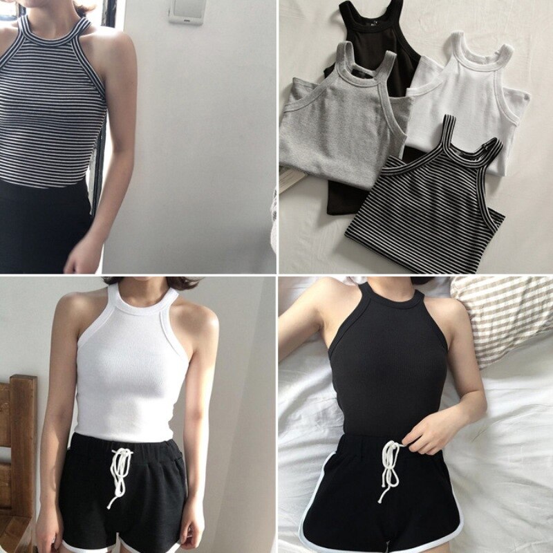 Perus kiinteät t-paidat naiset ohut riimu kaula off-shoulder camisole topit t-paidat kesäiset naisten tankit hihattomat