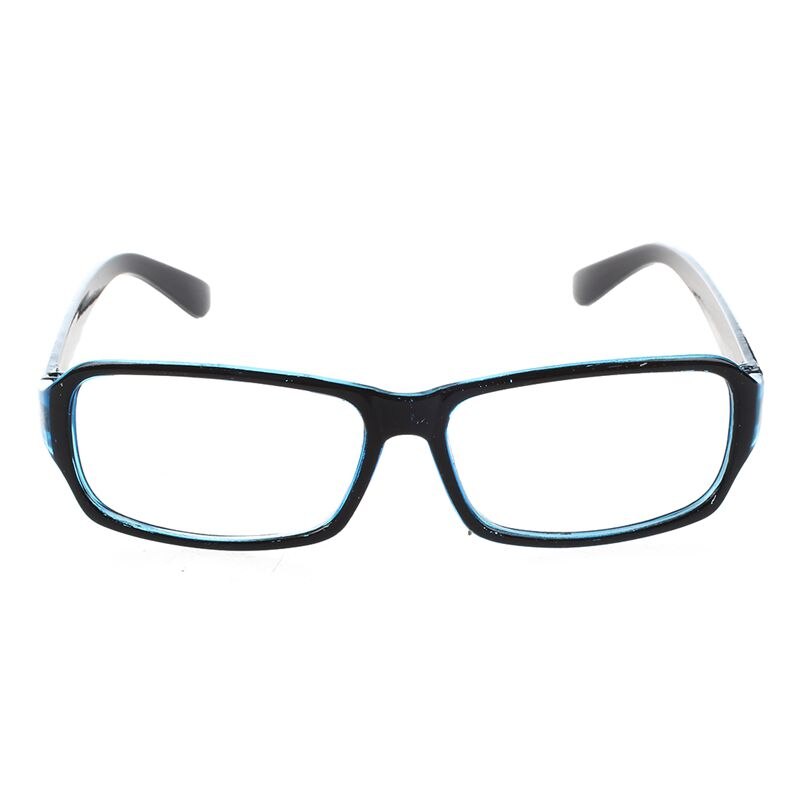 Unisex Black Blue Plastic Frame Arms Clear Lens Plain Glasses