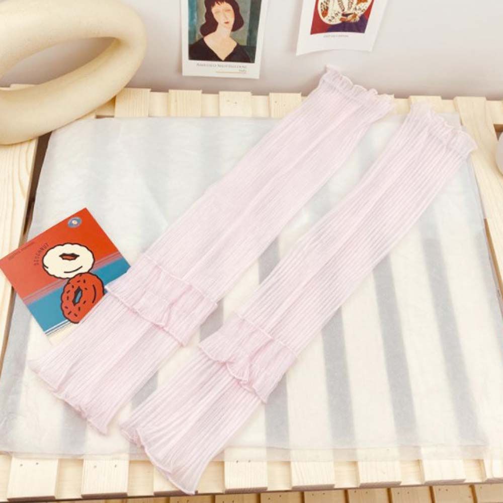 2022 Summer Long-Sleeve Sun Protection Gloves Women Mesh Lace UV Thin Breathable Cycling Driving Fingerless Arm Sleeves: pink 1