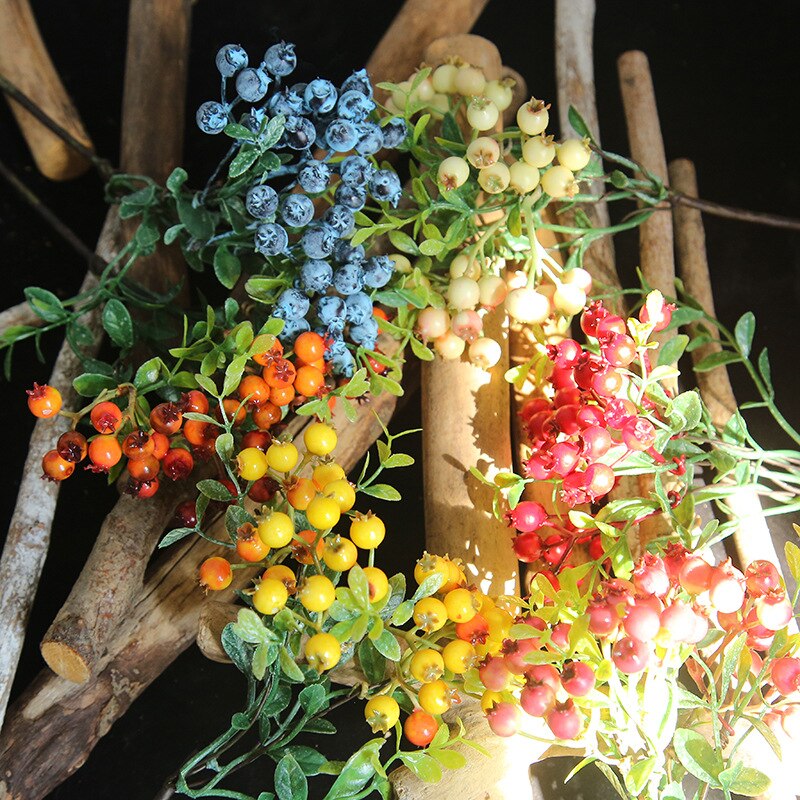 Kunstig Bær Blomst Enkelt Gren Skum Blomst Dekorativ Krans til Bryllup Hjem Fest Have Dekoration