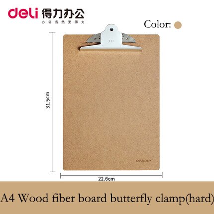 Deli writing board clamp board clip translucent folder A4 pad plate clip A5 wood plastic hanging workshop office stationery: 9227