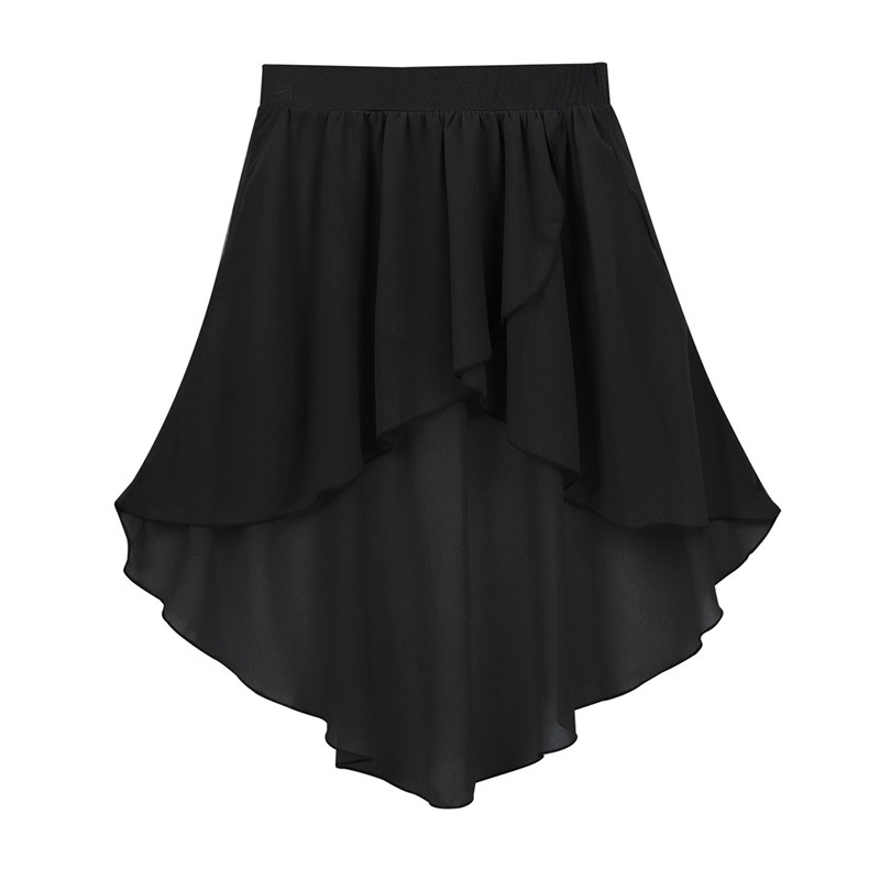 TiaoBug Kids Teens High-Low Elastic Waistband Chiffon Skirt Children Girls Ballet Tutu Latin Jazz Stage Lyrical Dance Costumes