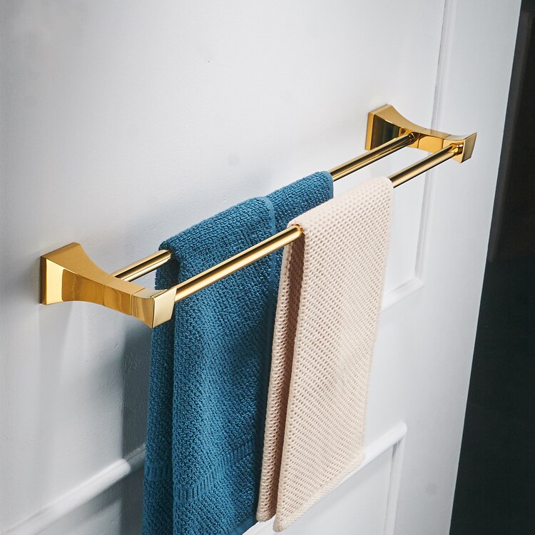 Bathroom Hardware Set Wall Mounted Glass Shelf 2 Layer Gold Bathroom Accessories Brass Toothbrush Holder Towel Paper Holder: towel bars