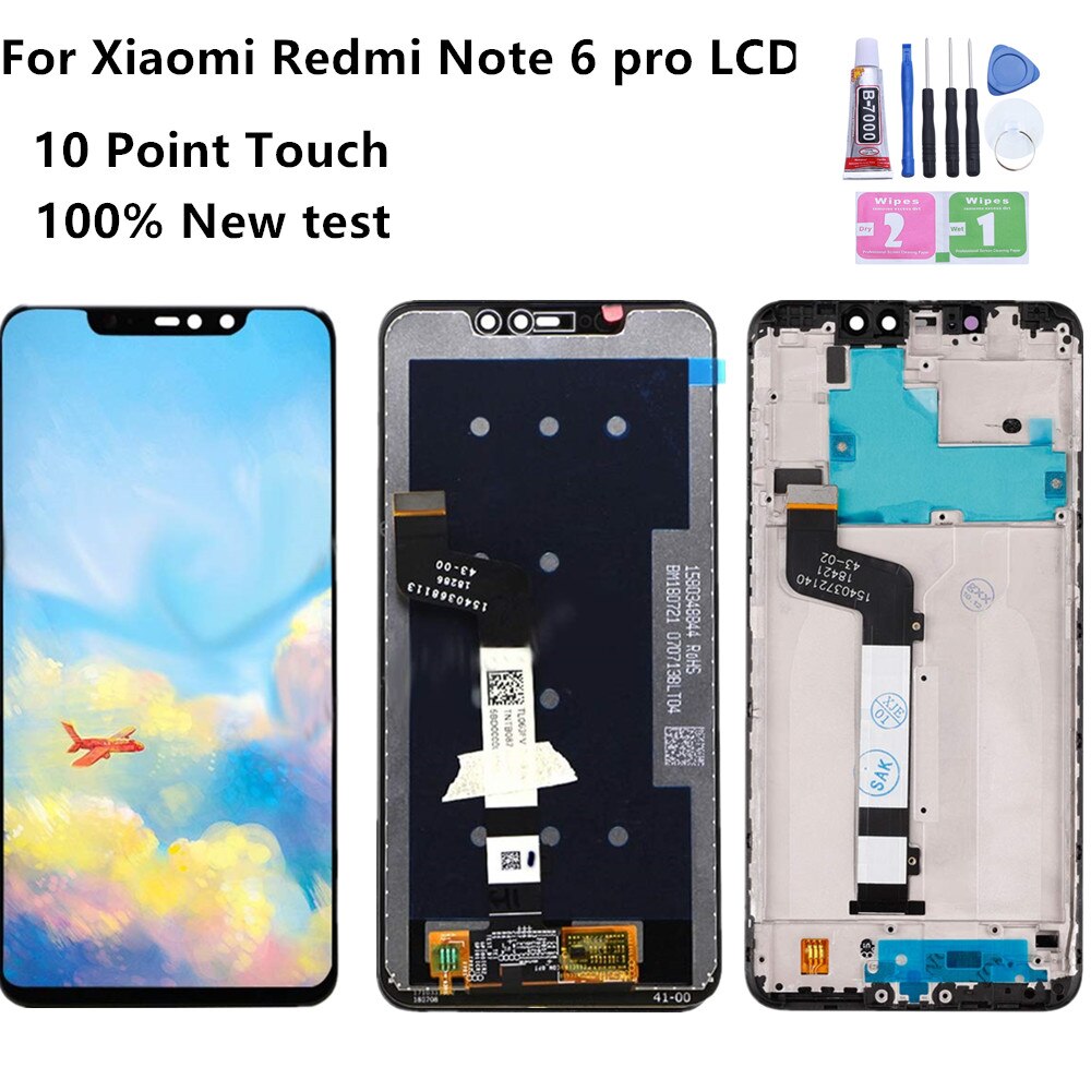 100% Voor Xiaomi Redmi Note 6 Pro Lcd Display Met Frame Touch Screen Digitizer Lcd Redmi Note6 Pro Vergadering reparatie Onderdelen