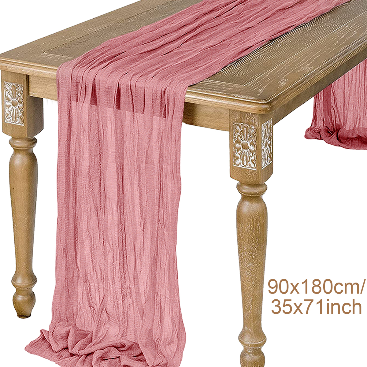 Halvtransparent gasbinda bordslöpare salvia ostduk bordsdukning matsal vintage bröllopsdekoration banketter valv retro boho inredning: Orange