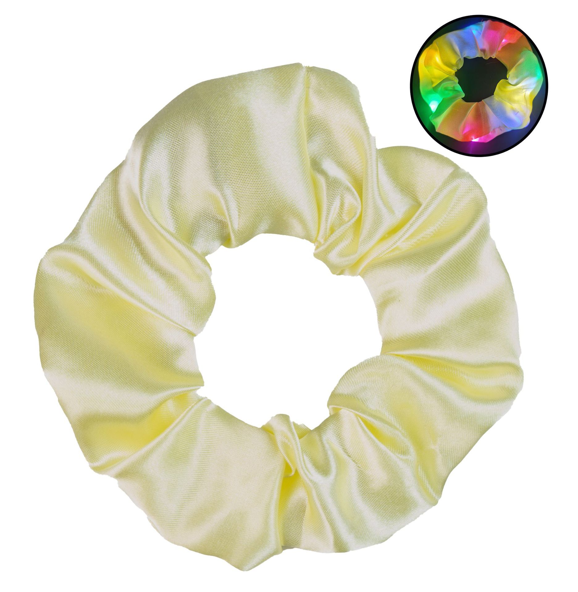 1pc LED Luminous Women Girls Hair Rope Flashing Ponytail Holder Light Up Elastic Hair Bands Hair Accessories Glow Party Supplies: light yellow