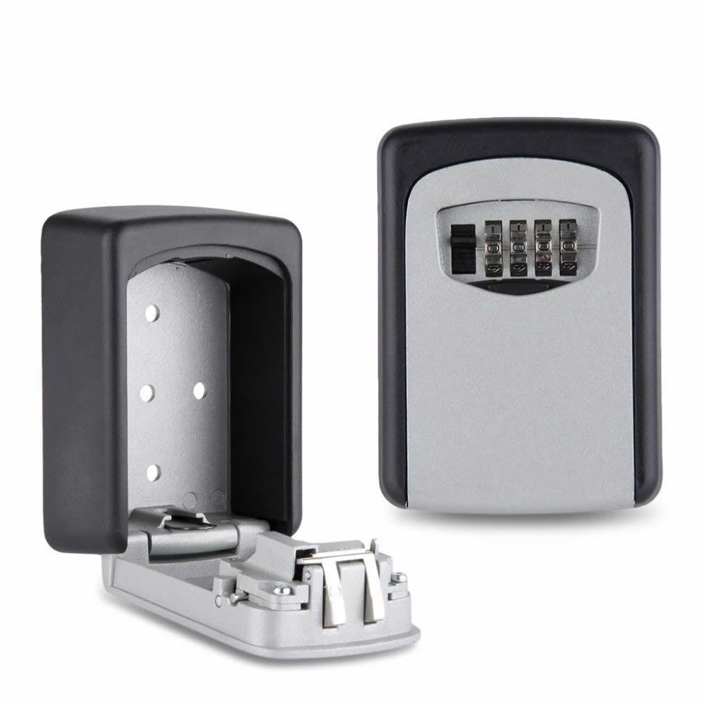 Wall Mounted Lock Box Key Storage Lock Box 4-Digital Combination Lock Box Key Safe Box Security Key Holder