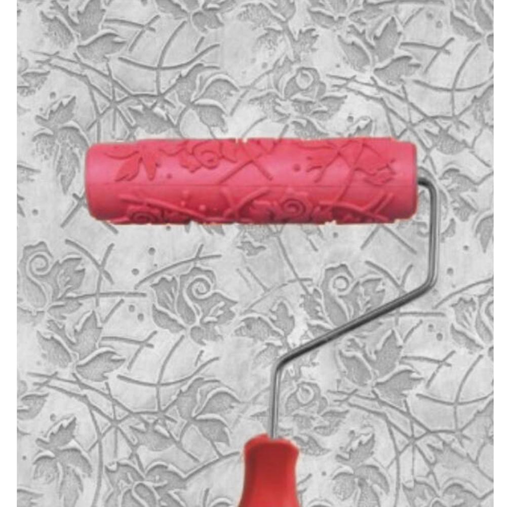 7inch Imitation Brick Flowers Pattern Embossing Cylinder Wall Paint Roller Brushes Sleeve Diatom Mud Construction Tool Embossing