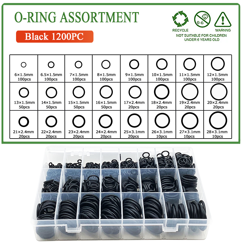 Multiple Sizes NBR O ring Set Seal Ring Oil Resistant And High Temperature Resistant Nitrile Rubber Ring O-Ring Repair box: light green