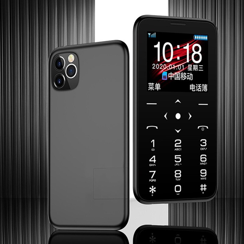 SOYES S7 Mini Card Cellphone 400mAh Ultra-thin Small Cellphone Mini Card Portable Student Mobile Phone Backup Phones: Standard / Black