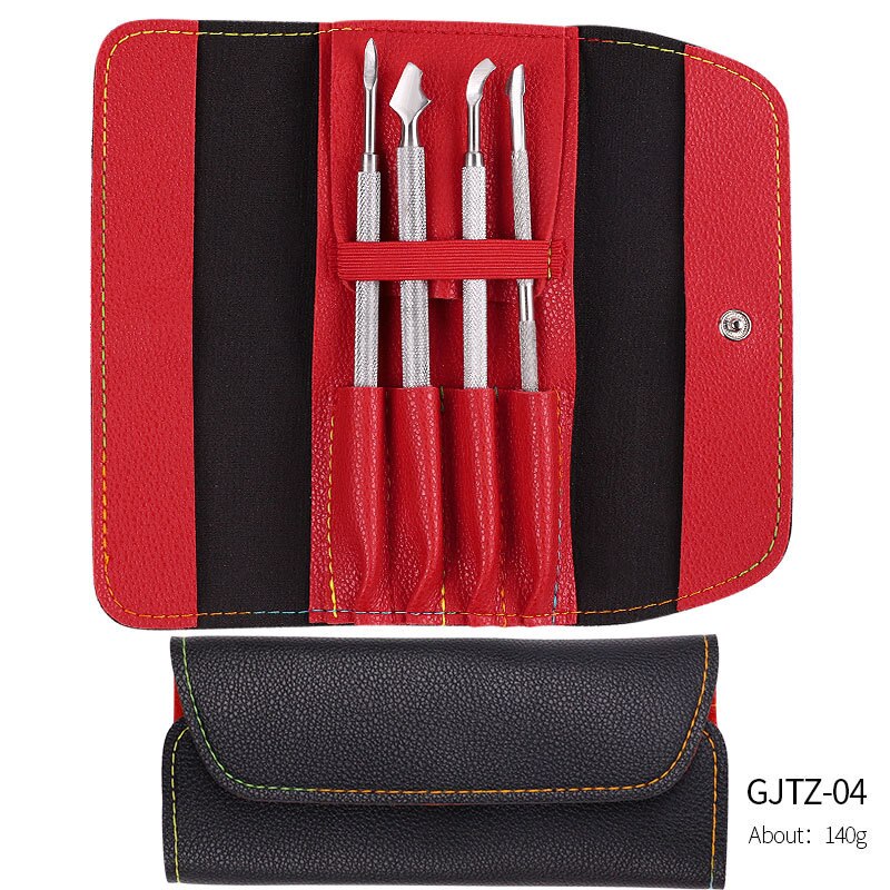 4pcs Dead Skin Remover Set Double-ended Cuticle Push Nail Polish Clean Care Tool Tweezers Pedicure Manicure Stainless Steel Set