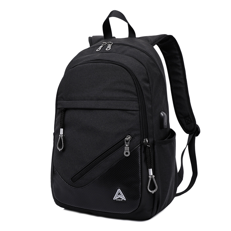 Senkey Style Men Backpacks For Teenager Caausal School Bags USB Charging Laptop Backpacks Large capacity Travel Bag: Black