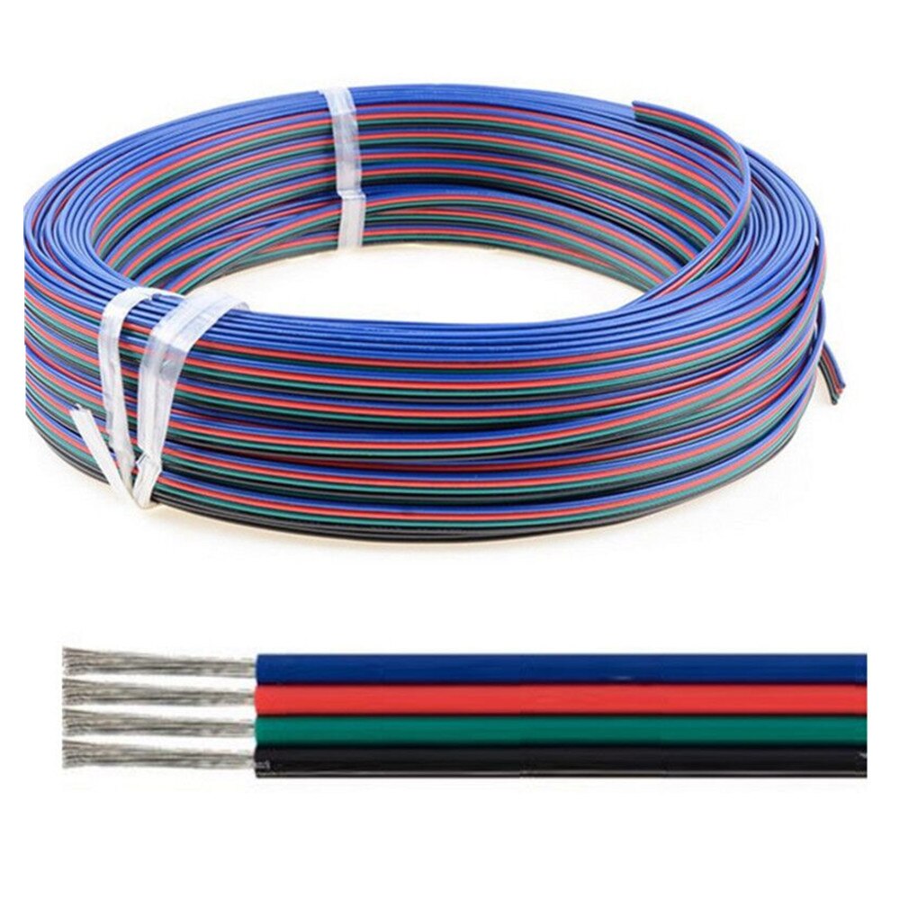2m 5m 10M 20m 50m 4 Pin Extension RGB+Black Wire Connector Cable For DC5V Ws2801 Ws2812b DC12V 3528 5050 RGB LED Strip light