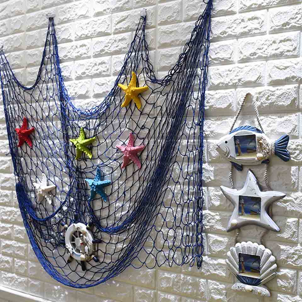 Mediterrane Visnet Nautische Home Decor Seashell Anker Decor Zee Decoratie Hand-Geweven Float Wanddecoratie Marine Stijl