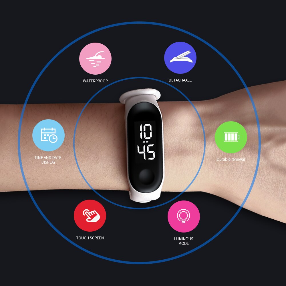 Herreklokke sportsklokke ledet elektronisk sport digital reloj armbåndsur godterifarge silikonklokker til menn relogios masculinos
