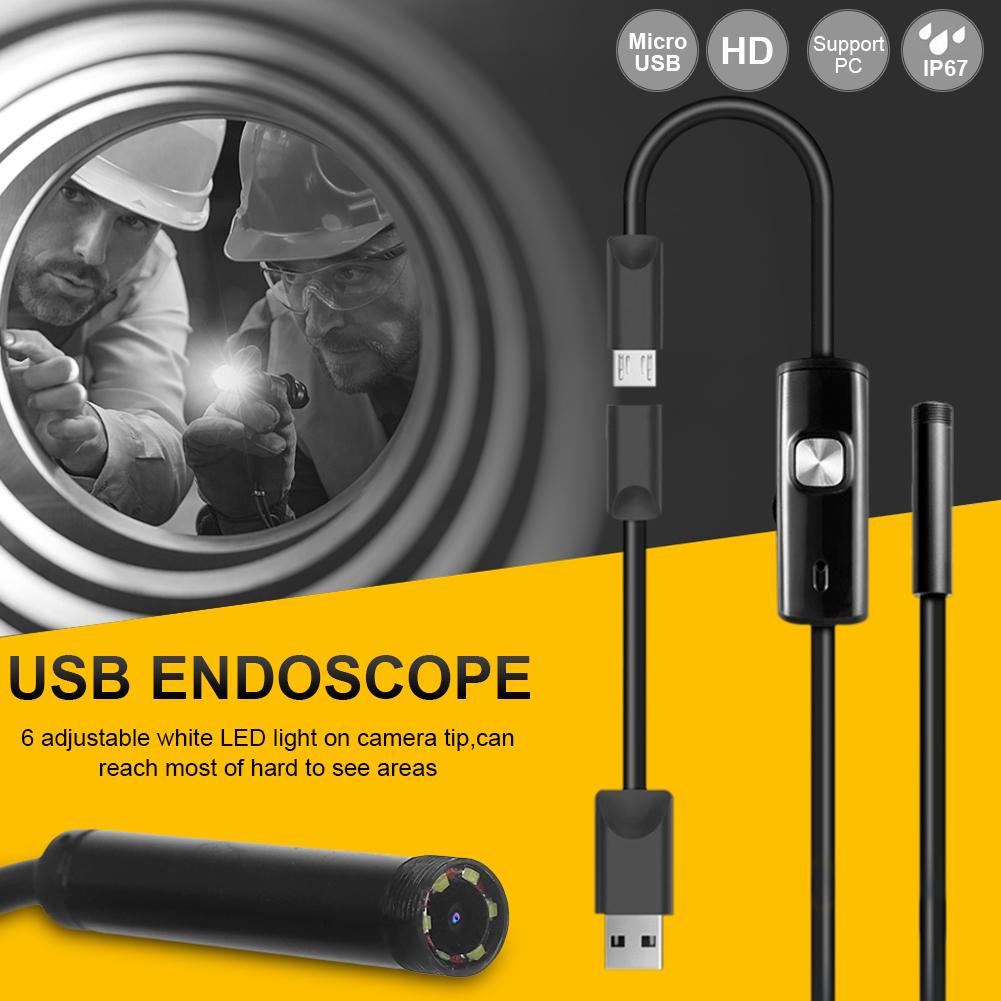 6LED 5.5mm Hose USB Mobile Phone Endoscope Hard Tube Channel Air Conditioning Auto Repair Camera