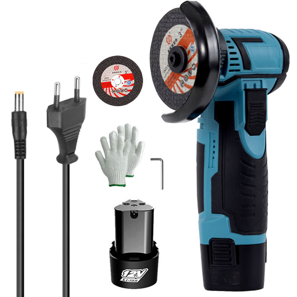 19500rpm Electric Grinding Tool Multifunctional Mini Grinder Handheld Cutter for Cutting Polishing Ceramic Tile Wood Stone Steel: 1 battery EU