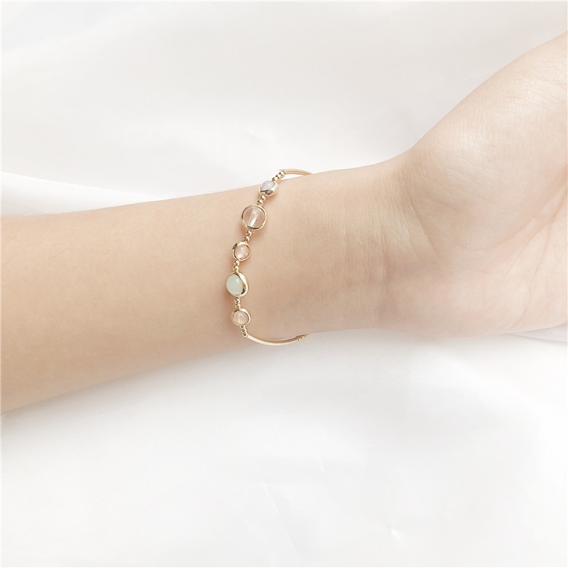 Bracciale Donna A Doppia Catena Con Strass, Regalo Ragazza, Elegante E Impilabile, Colore Argento - 2