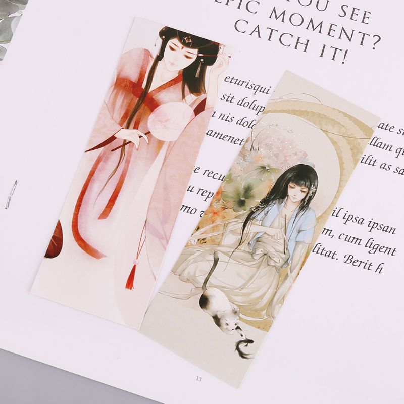 30pcs Beautiful Girl Bookmarks Paper Page Notes Label Message Card Book Marker School Supplies Stationery