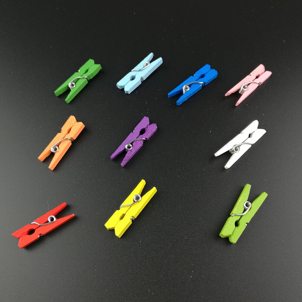 Pinzas de madera para ropa, Mini alfileres para calcetines, decoración colorida para el hogar, pinza para papel fotográfico, Clips para manualidades, 35MM, 50 Uds.