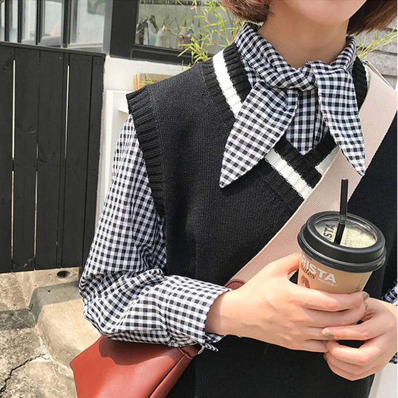 Camisola colete feminino com decote em v escola simples damasco all-match solto diário harajuku estilo japonês doce meninas roupas de tricô chique