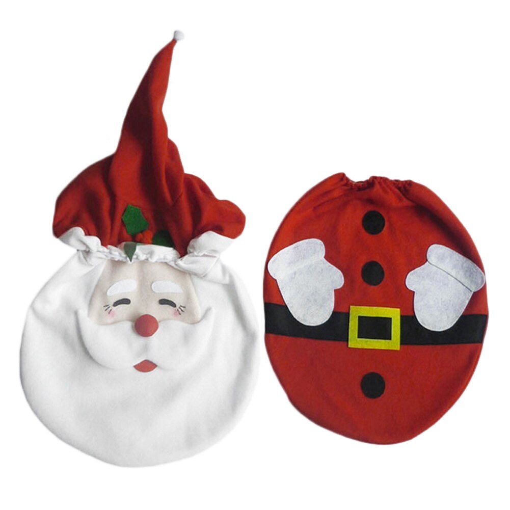 3 Stks/set Kerst Decor Wc Badkamer Set Kerstman Toilet Seat Cover &amp; Tank Stortbak Cover &amp; Toiletpapier Container cover