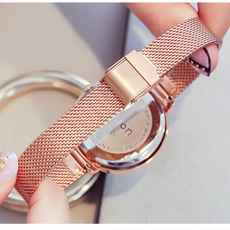 Watches Women Starry Sky Quartz Wristwatches Ladies Luxury Crystal Mesh Female Clock Simple Wrist Watch Woman