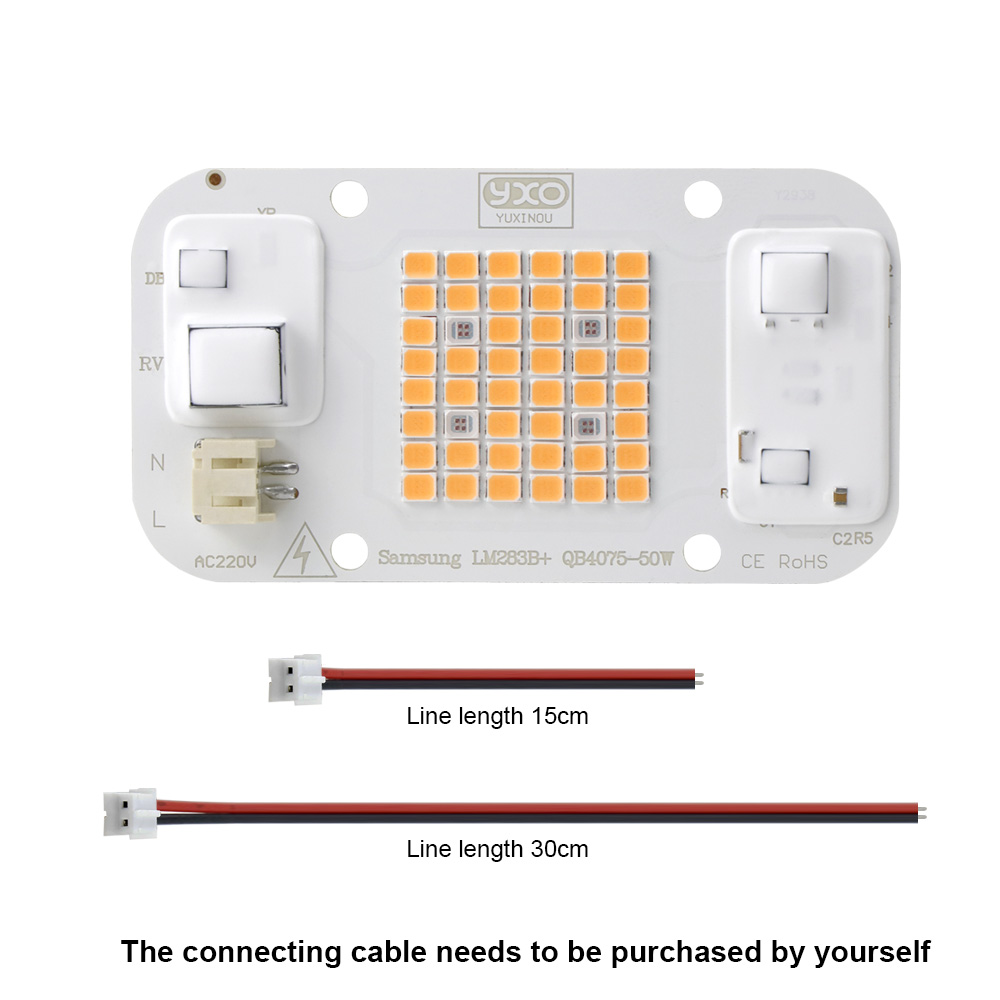 1 Uds. Sam-sung lm283b rojo 660nm Led Chip de luz de cultivo DOB AC COB módulo 50W cuentas de lámpara sin necesidad de controlador para plantas de interior: plum