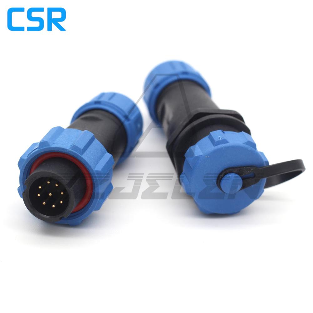 SP13 9pin waterproof plug and socket, LED power cable outdoor connectors, 9 pin Air connector hanging cable connector,IP68