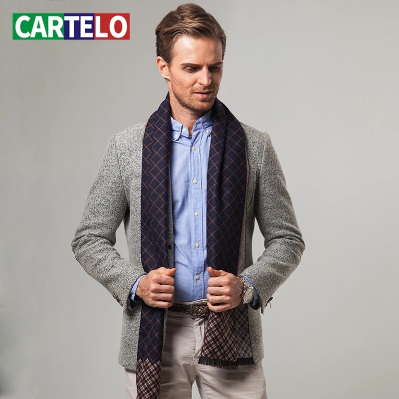 Cartelo mænds tørklæde efterår og vinter nationale klassiske plaid tørklæde afslappet varm forretning fortykkelse lange smæk mænd