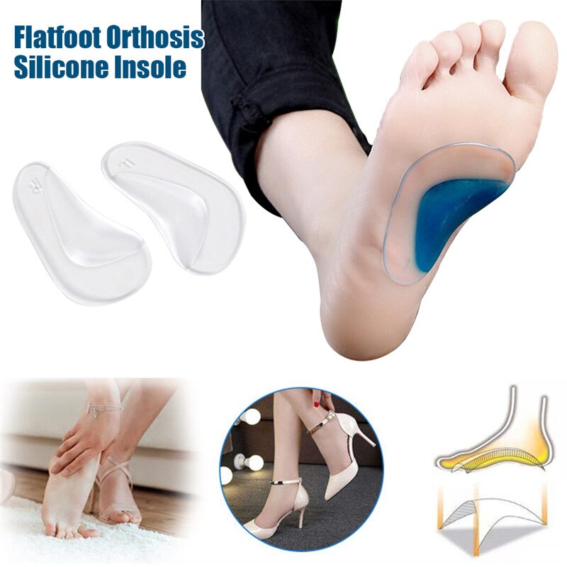 1Pair Arch Orthotic Support Insole Foot Plate Flatfoot Corrector Shoe Cushion Foot Care Insert Insoles Silicone Gel
