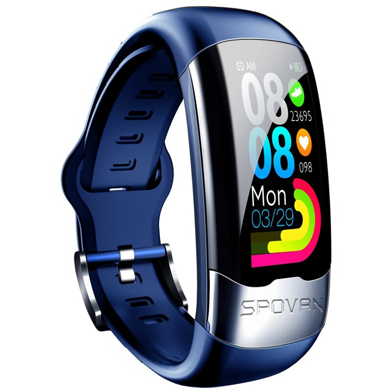 Smart Band Ecg Ppg Hrv Cardio Monitor Armband Stappenteller Bloeddruk Sport Activiteit Tracker Smart Polsband Mannen Vrouwen IP67: Blue