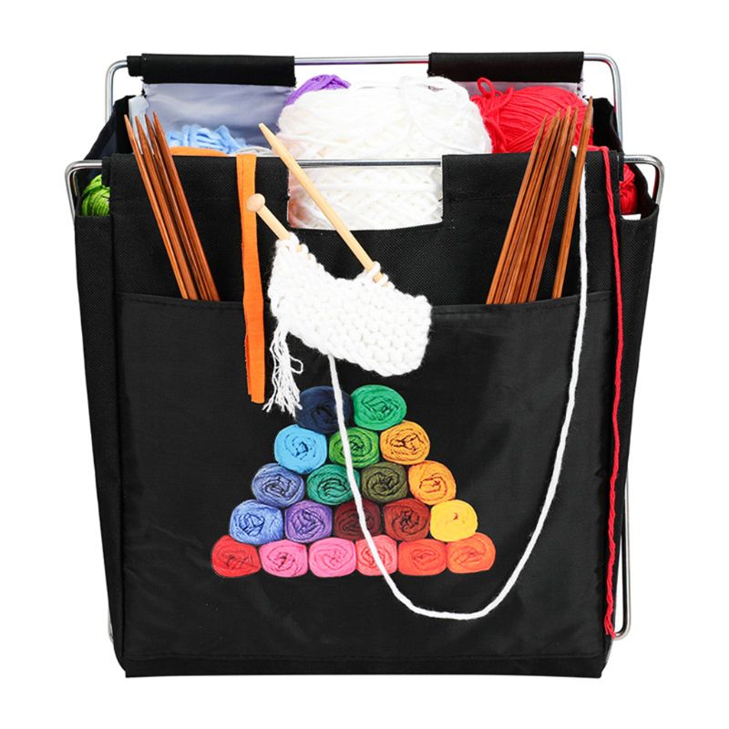 Sac fourre-tout en tricot avec motif lapin mignon pour femme, Abricot et noir