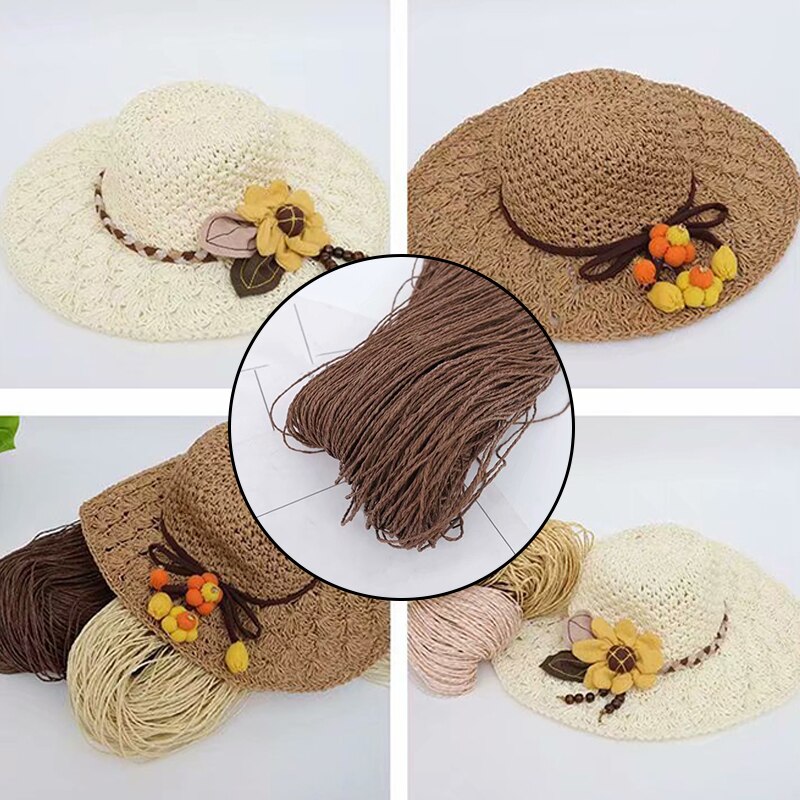 500g sommer raffia garn hæklet naturligt papir halmtråde håndværk til gør-det-selv strikke hat håndtaske pung kurv rattan materiale