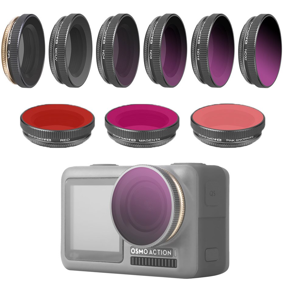 De OSMO objetivo de cámara de acción de filtro de buceo rojo rosa Magenta UV ND-PL CPL filtro DJI Osmo cámara de deporte de acción Accesorios