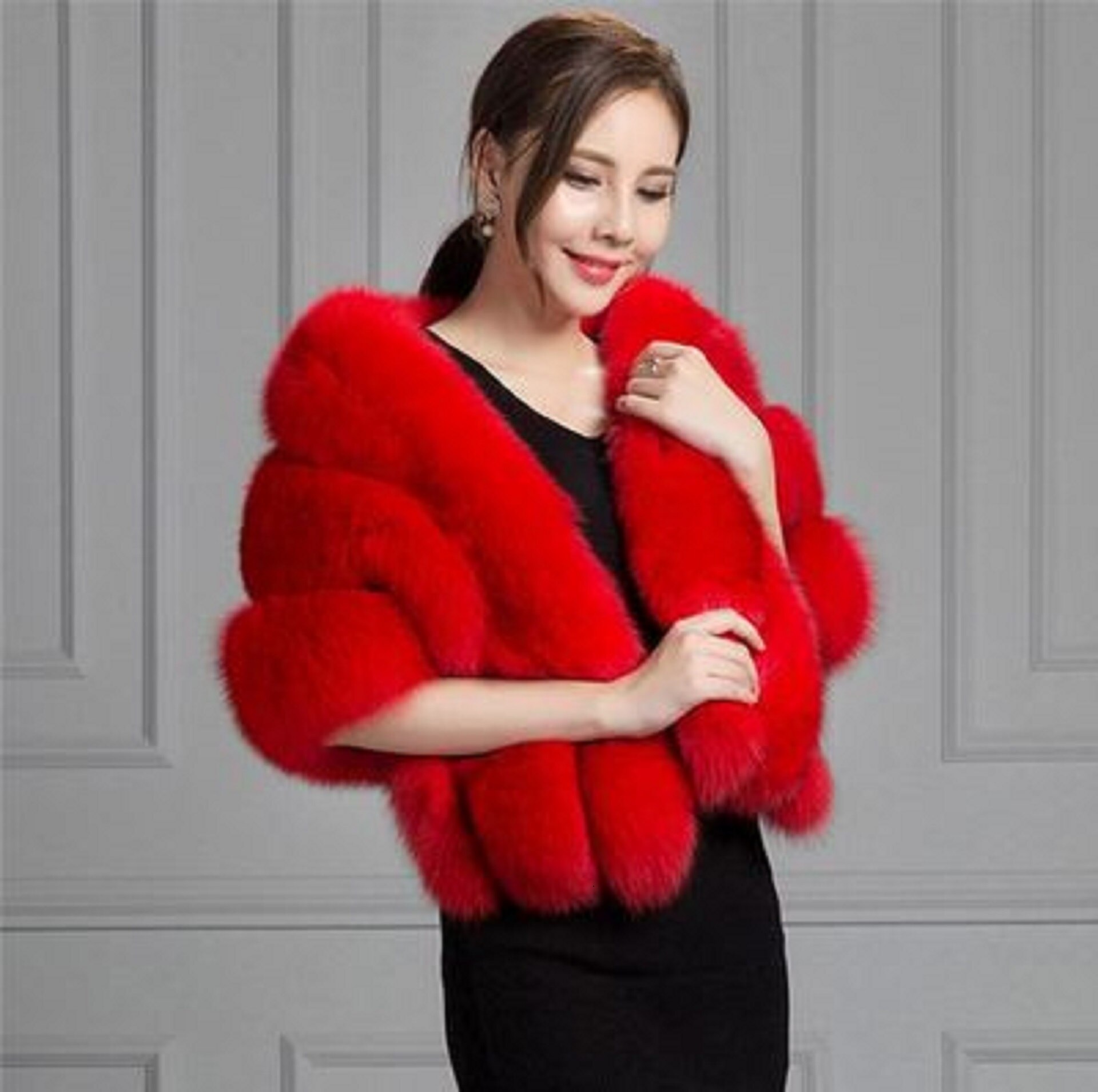 Veste en fausse fourrure blanche de luxe pour mariée, vêtement d&#39;extérieur boléro de mariage, Cape d&#39;hiver, robe chaude