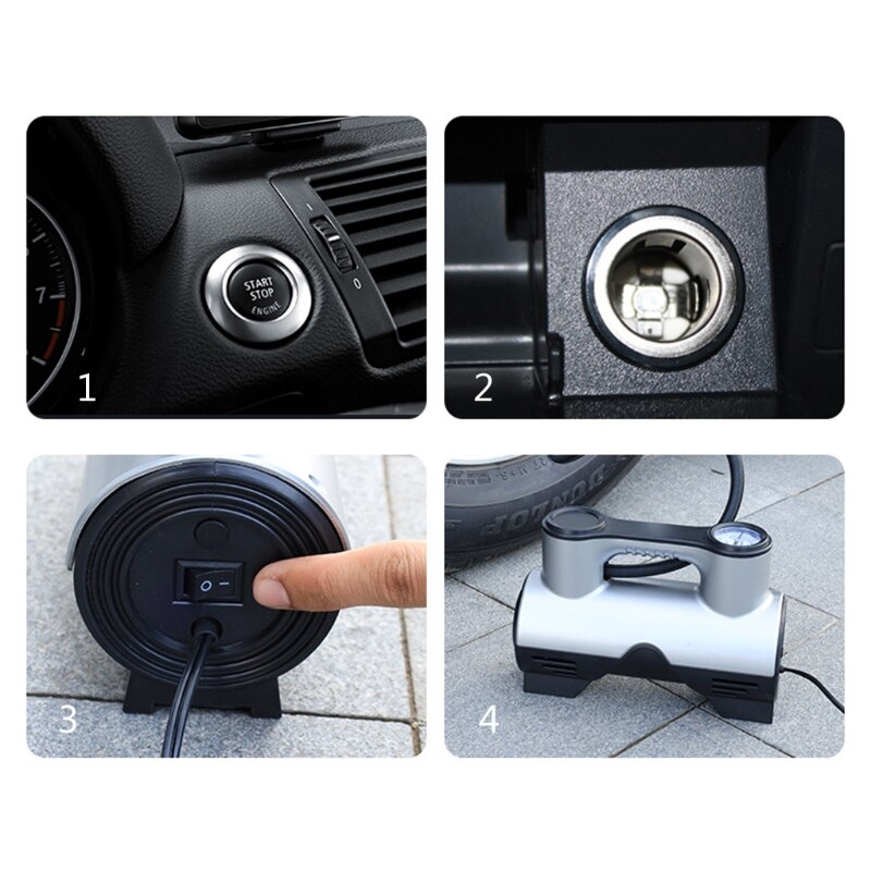 12V/120W Portable Air Compressor Multifunctional Air Pump Tire Inflator with Bright Emergency Flashilight