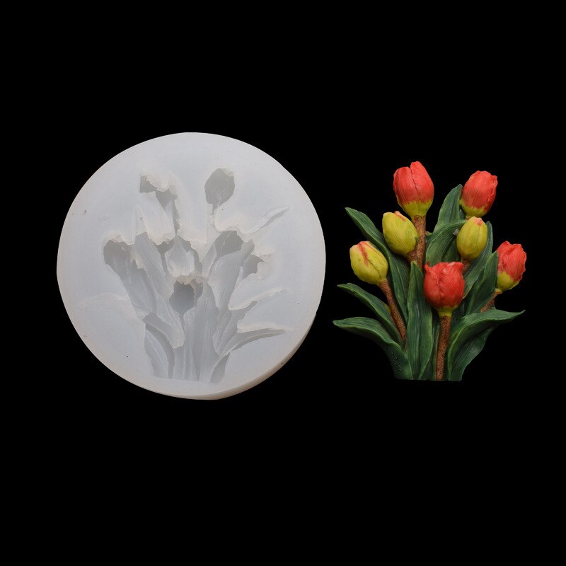 Moldes de silicona y epoxi de flores de cristal 6 uds para DIY resina epoxi UV contenedor de flores Manual de plástico pulido brillante: Tulip