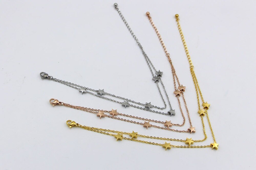 YUN RUO Rose Gold Color Seven Stars Anklet Chic Style Woman 316 L Titanium Steel Jewelry Top Never Fade
