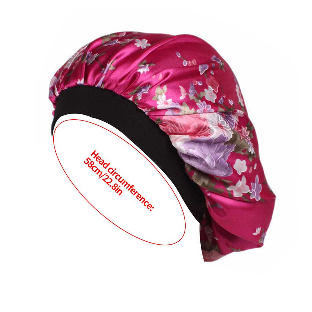Unisex Adults Satin Nightcap Wide-brimmed Floral Men Women Sleeping Cap for Spring Autumn Winter