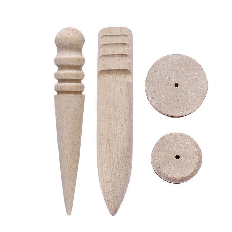 Hand Made Multi-Size Wood Slicker Leather Solid Wood Round Burnishing Edge for Polished Edge Leather Craft Working Tool