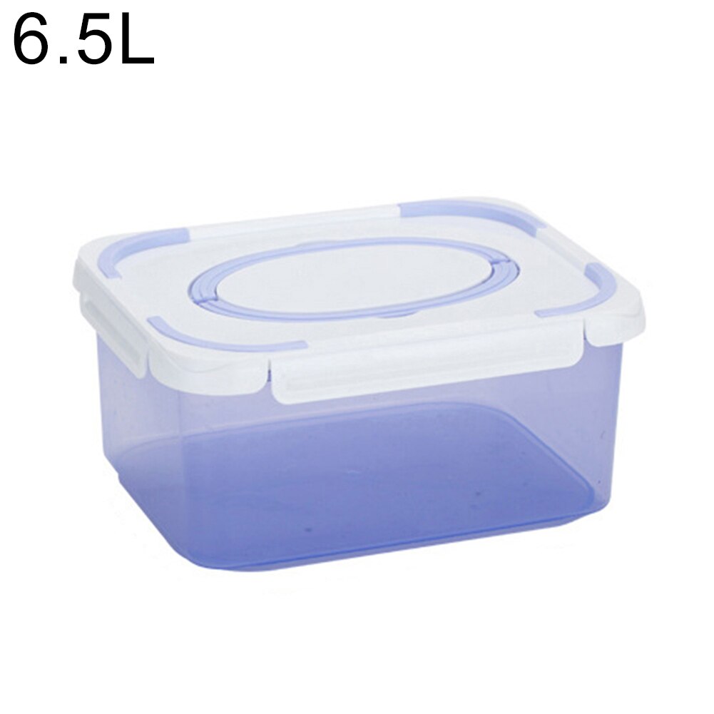 300-6500ml Refrigerator Food Storage Containers With Drainer Kitchen Storage Vegetable Fruit Fresh Box Organizer With Lid: Blue 6500ml