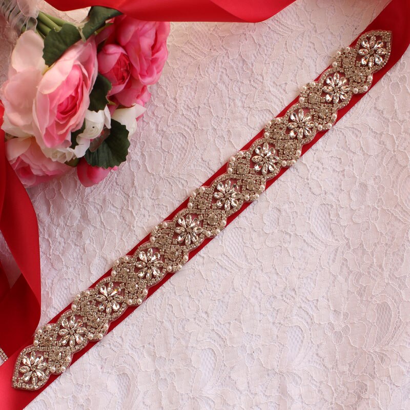 Bruids Riem Vrouwen Riem Trouwjurk Riem Strass Bruidsmeisje Riem Bruiloft Accessoires: red