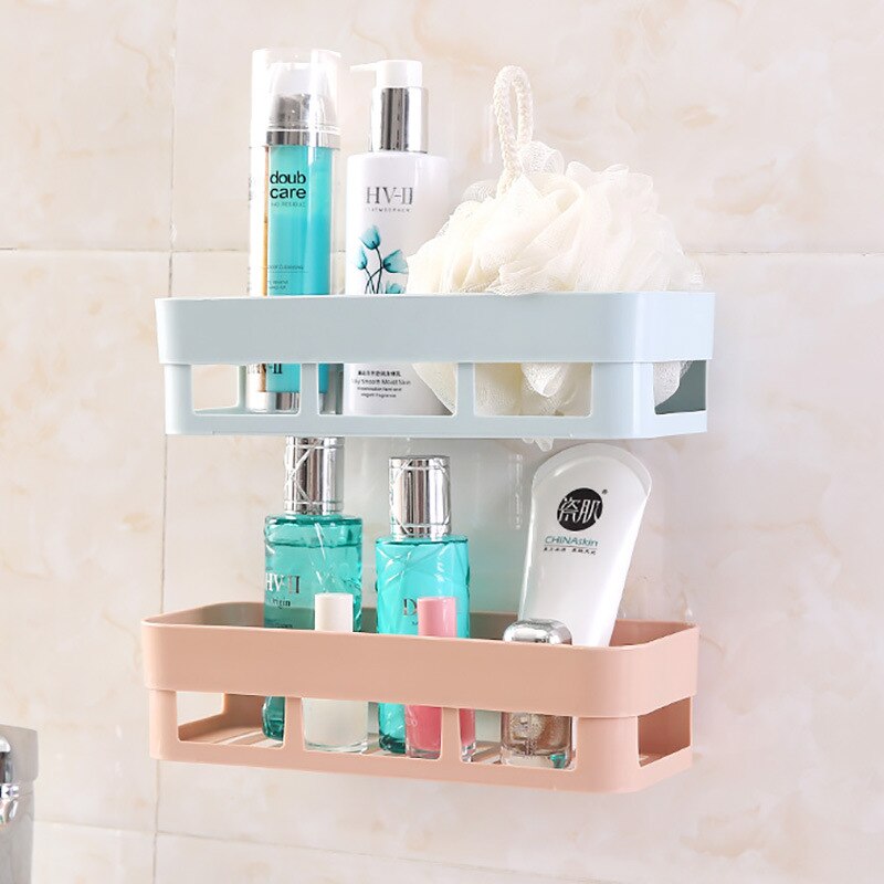 Bathroom Shelving Wall Corner Storage Rack Organizer Shower Shampoo Holder Toilet Suction Cup Storage Rack Bathroom Accessories