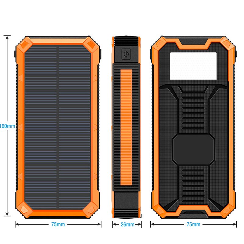 20000mah Solar Panels Solar Power Bank For XIAOMI Iphone 6 7 8 External Battery Waterproof Dual USB Charger Powerbank Solar